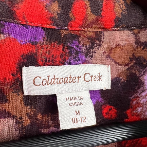 Coldwater Creek Womens Size Medium 10-12 Red Lightweight Blouse shirt Top Fall - Picture 2 of 8